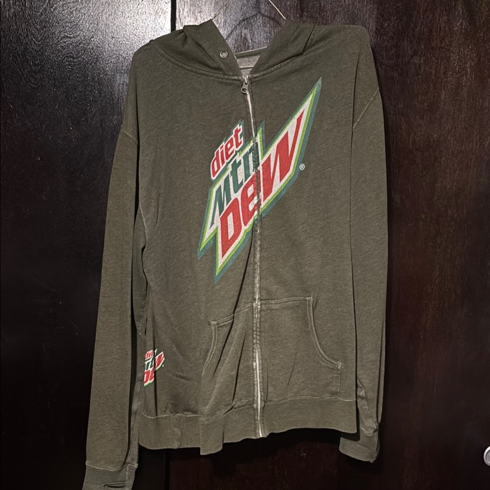 Diet Mountain Dew Green Zip-Up Hoodie